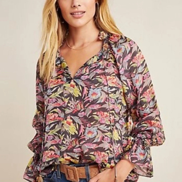 NWOT Tanvi  Kedia  Rashida Peasant Blouse XXS - Picture 1 of 4